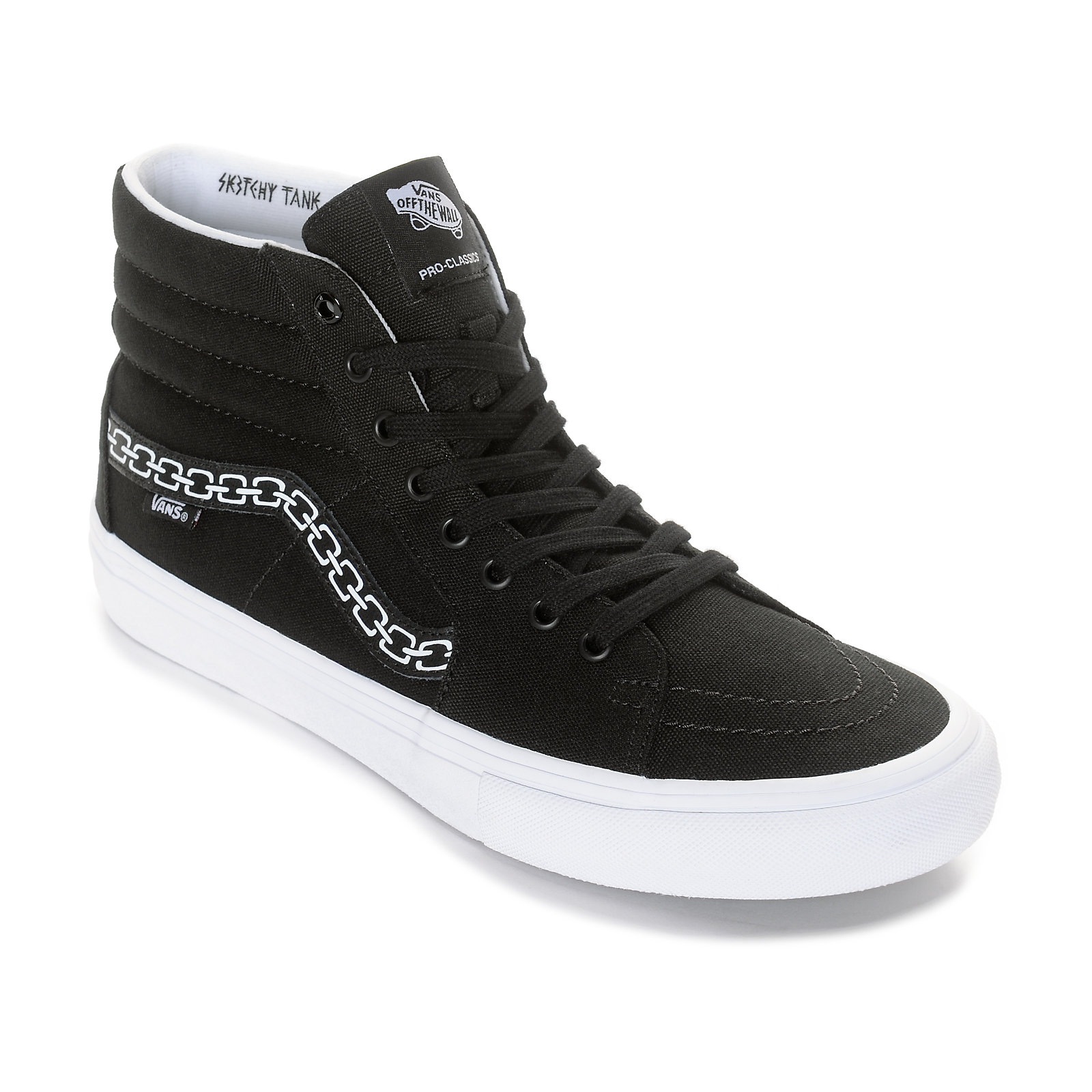 vans x sketchy tank style 112 pro reflective white & black skate shoes