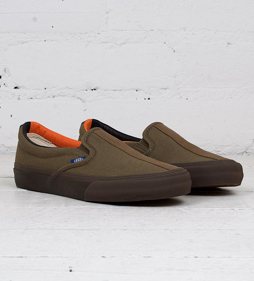 olive green vans slip ons